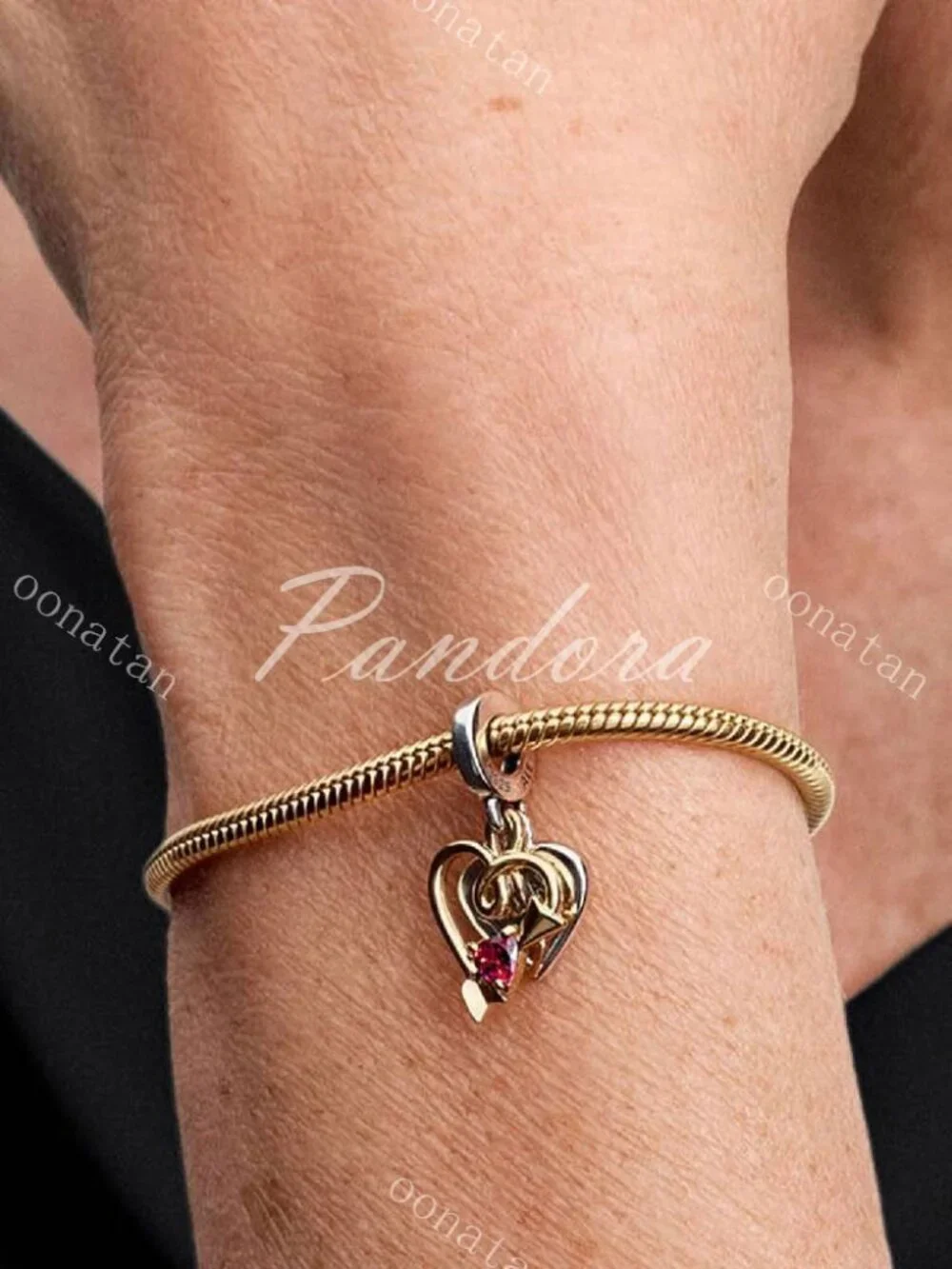 Pandora Engravable Heart & Arrow Double Dangle Charm